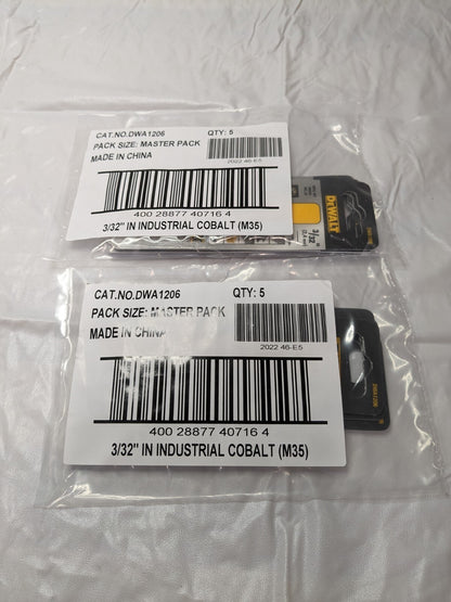 DEWALT Jobber Length Drill Bit: 3/32 Dia, 135 °, Cobalt Qty 10 DWA1206