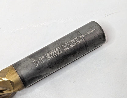 Emuge TiNox-CUT Square End Mill Axial Through Coolant 2xD 5/8"D 5FL 2577TZ.0625