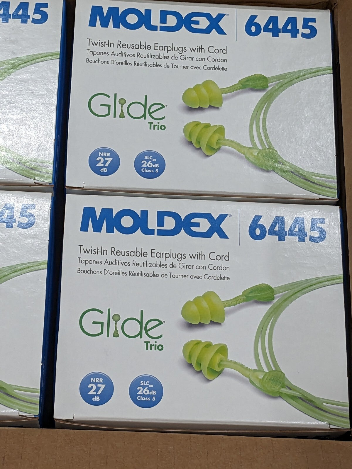 MOLDEX Earplugs 27 dB, PVC, Flanged, No Roll, Corded Reusable Box 200 Pairs 6445