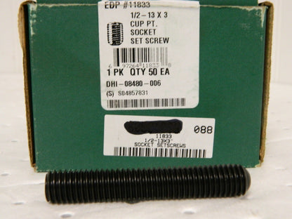 Cup Point Set Screw 1/2-13 UNC, 3" Length Under Head QTY 50 11833