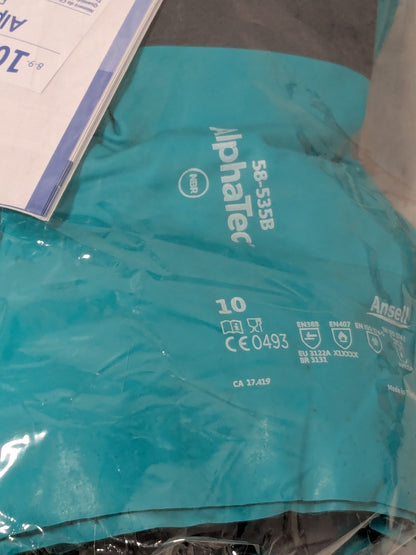 Ansell Chemical Resistant Gloves: Sz XL 13 mil, Nitrile-Coated 6 Pairs 58535B100