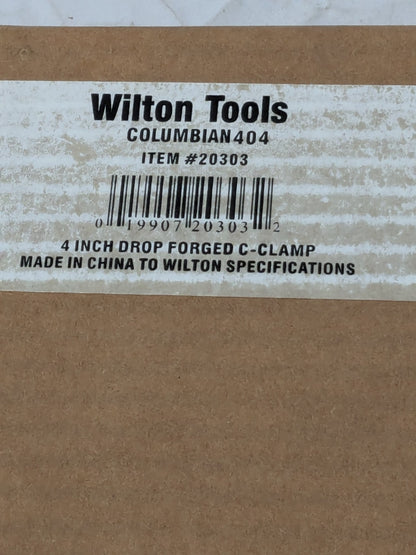 Wilton C-Clamp: 4" Max Opening, 2-3/4" Throat Depth, Regular-Duty 20303