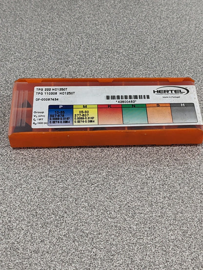 HERTEL Turning Insert: TPG222 HC1250T, Solid Carbide Qty 10 42800482