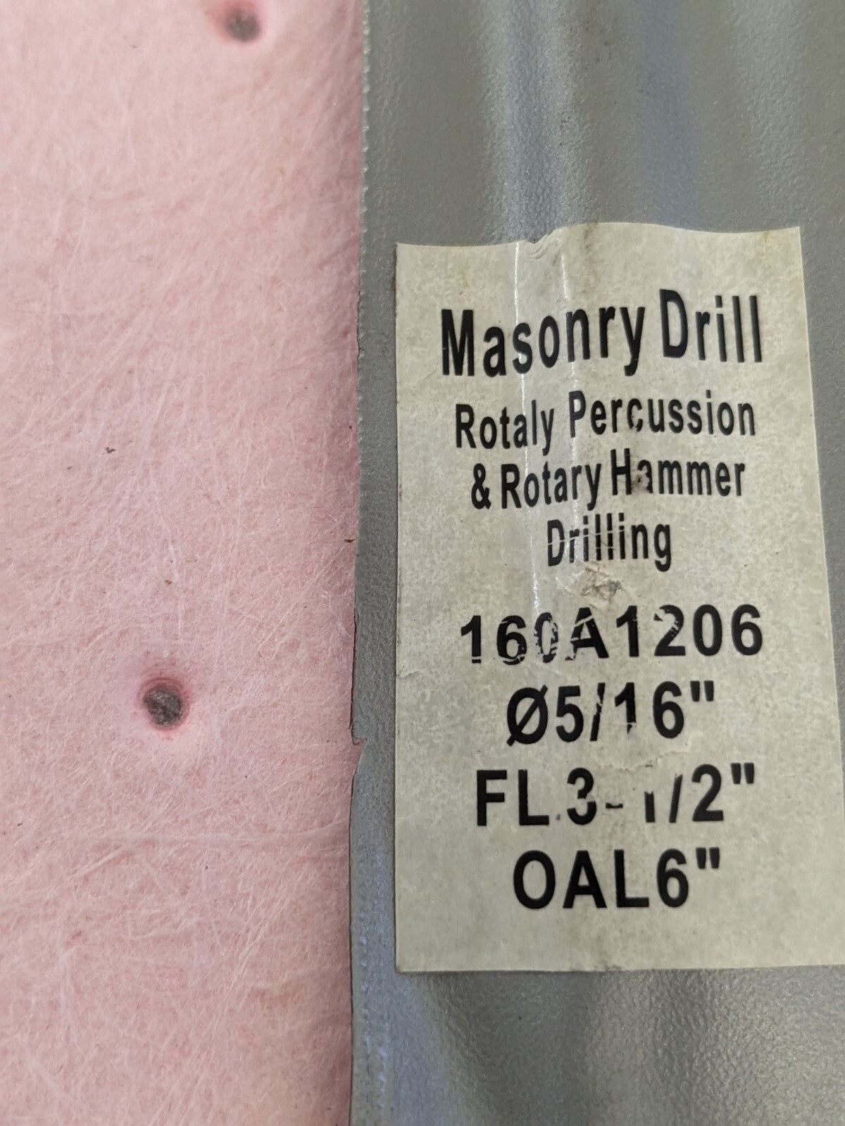 5/16 X 6, MASONRY DRILL ROTARY PERCUSSION & HAMMER DRILLING 160A1206