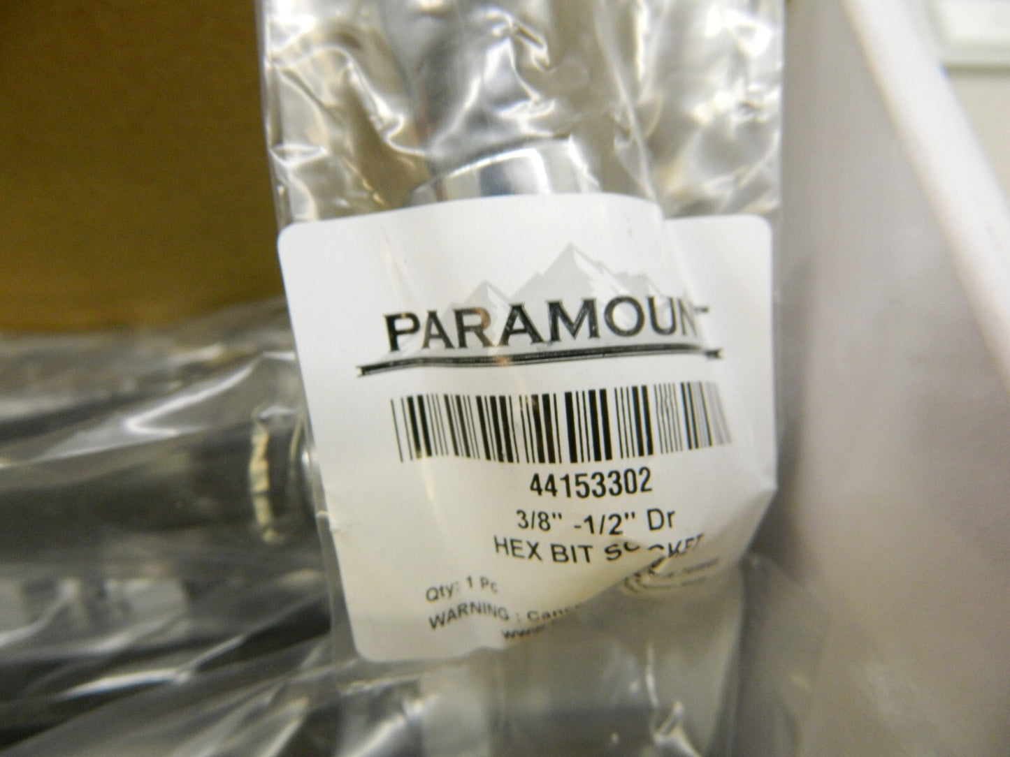 PARAMOUNT Hand Hex Bit Socket: 1/2" Drive, 3/8" Hex Qty 20 PAR-12HBS-38