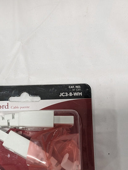 Juno Pro-Series 3-Wire Grounded 8" Jumper Cord Accessory JC3-8-WH