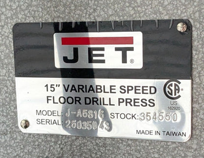 JET Drill Press  J-A5816  15" Swing   1 hp  115 & 230 V  400-5000 RPM