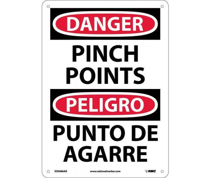 National Marker Danger Pinch Points Signs Qty 5  Bilingual ESD686AB