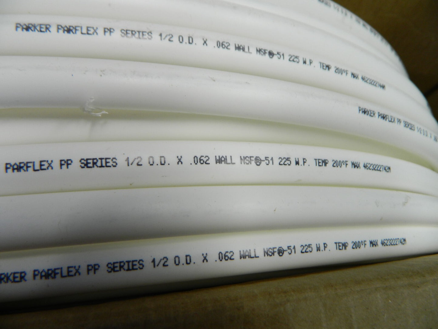 PARKER 3/8" ID x 1/2" OD, 1/16" Wall Thickness, 250' Long, Polypropylene Tube