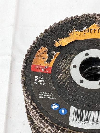 3M Flap Disc: 4-1/2" Dia, 7/8" Hole, 40 Grit, Type 29 Qty 10 7100104907