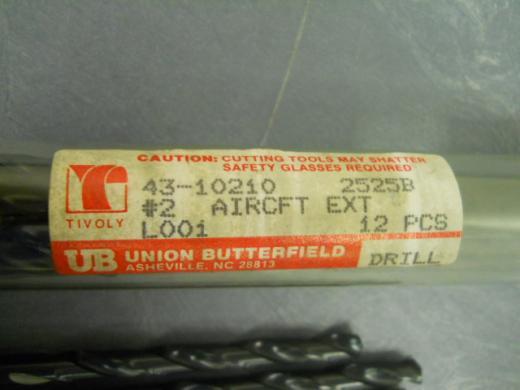 Union Butterfield  No. 2x12" 135 Degree Aircraft Ext Drills QTY 12 43-10210