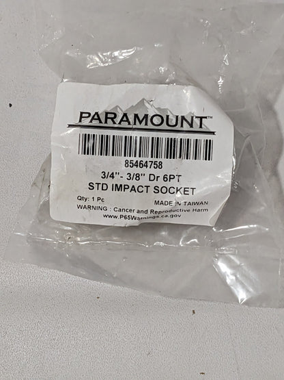 PARAMOUNT Impact Socket: 3/8" Drive, 3/4" Socket, Hex Drive 85464758