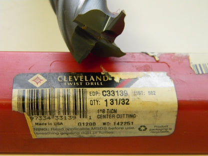 Cleveland Twist Drill HSS Double End Square End Mill 31/32" TiCN  C33139