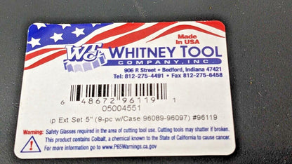 Whitney Tool 9 Piece 5" Tap Extension Set #0 to 1/2" 96119