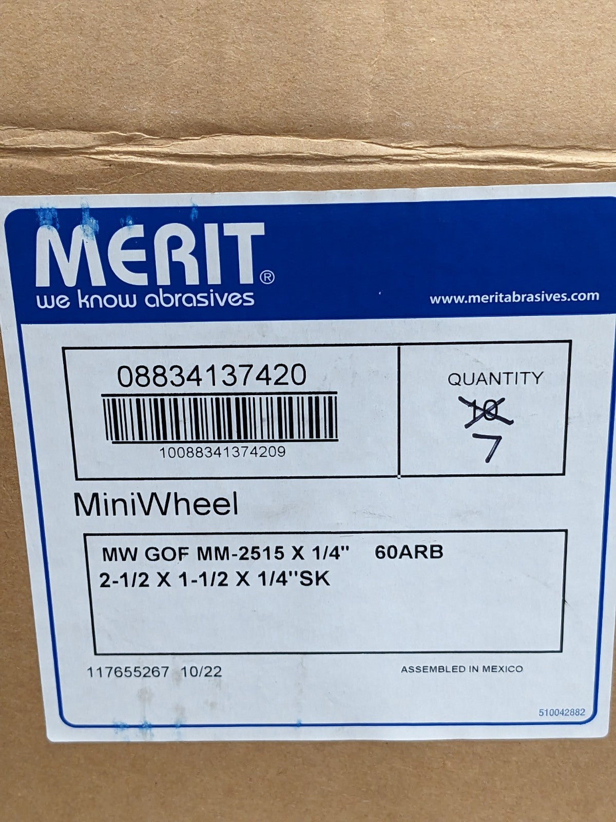MERIT ABRASIVE Mounted Flap Wheel 2-1/2" Dia 1-1/2" Face Width Qty 7 0