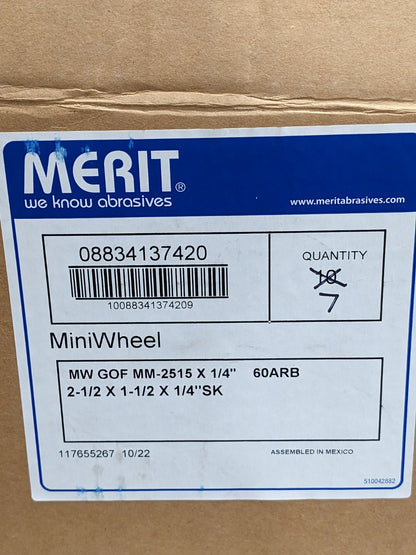 MERIT ABRASIVE Mounted Flap Wheel 2-1/2" Dia 1-1/2" Face Width Qty 7 0