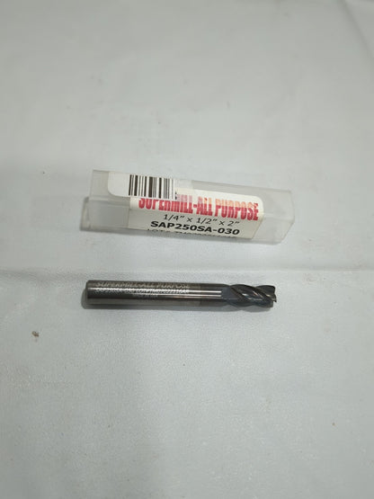 SUPERMILL Corner Radius End Mill: 1/4" Dia SOLID carbide SAP250SA-030