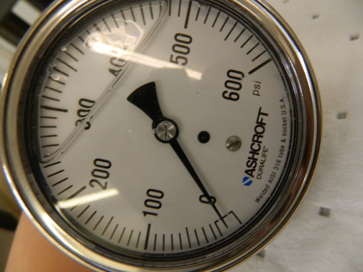 ASHCROFT Pressure Gauge: 3-1/2" Dial, 600 psi, 1/4" 83202