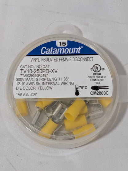 Thomas &amp; Betts Vinyl Insulated Femal Disconnect Qty 15 TV10-250PD-XV
