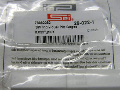 SPI Class ZZ Plus Plug and Pin Gage 0.022 Inch Diameter QTY 35  78382082