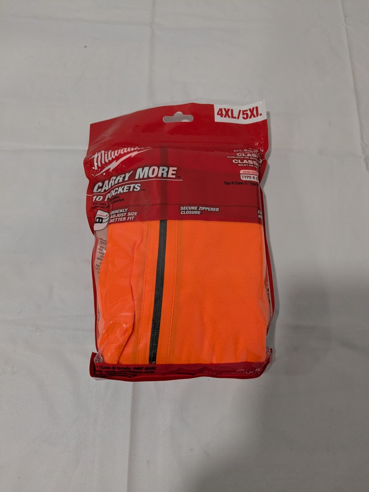 MILWAUKEE TOOL High Visibility Vest: 4X/5X-Large, Zipper Closure 48-73-5148