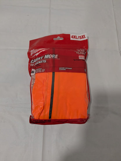 MILWAUKEE TOOL High Visibility Vest: 4X/5X-Large, Zipper Closure 48-73-5148