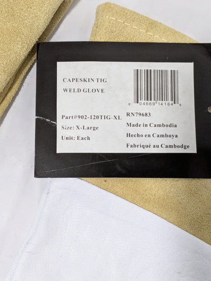 Anchor Capeskin Welding Gloves, X-Large, 4" Gauntlet Qty 2 Pairs 902-120TIG-XL