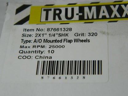 Tru-Maxx Alum Oxide Coated Mounted Flap Wheel 2" x 1" Extra Fine Qty 1