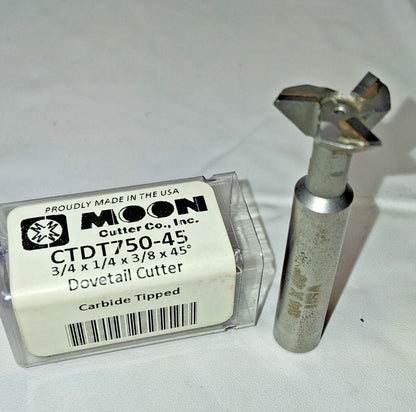 Moon Cutter 3/4'' 45 Deg Carbide Tipped Dovetail Cutter  CTDT750-45