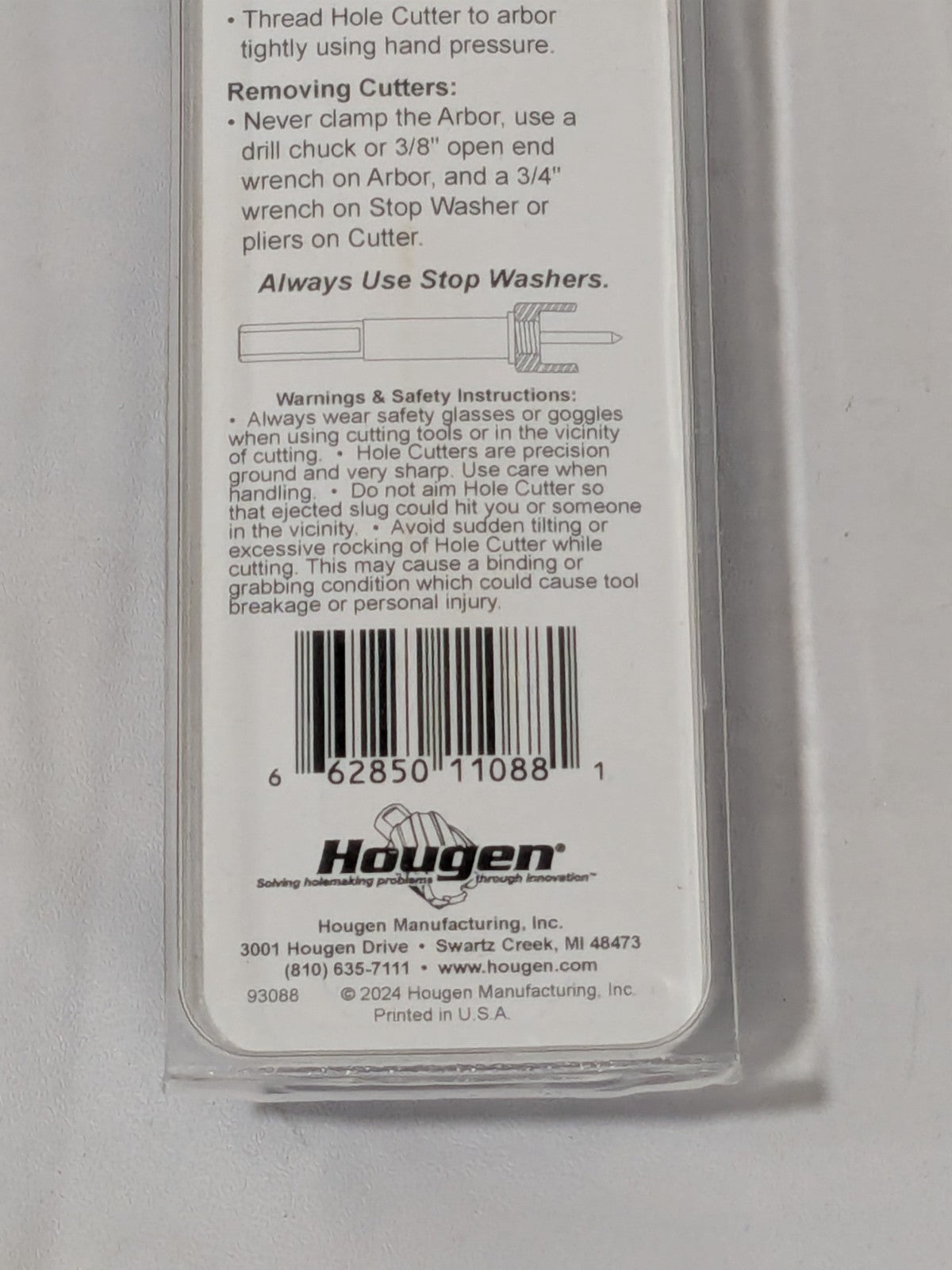 HOUGEN Hole Saw Arbor: Straight Shank, Pin Pilot 11088