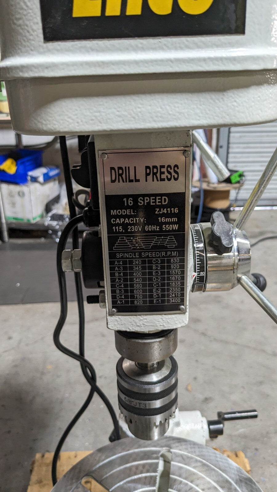ENCO Floor Drill Press 12.9" Swing 3/4 hp Step Pulley Drive 115V 16 Speed ZJ4116