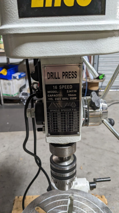 ENCO Floor Drill Press 12.9" Swing 3/4 hp Step Pulley Drive 115V 16 Speed ZJ4116