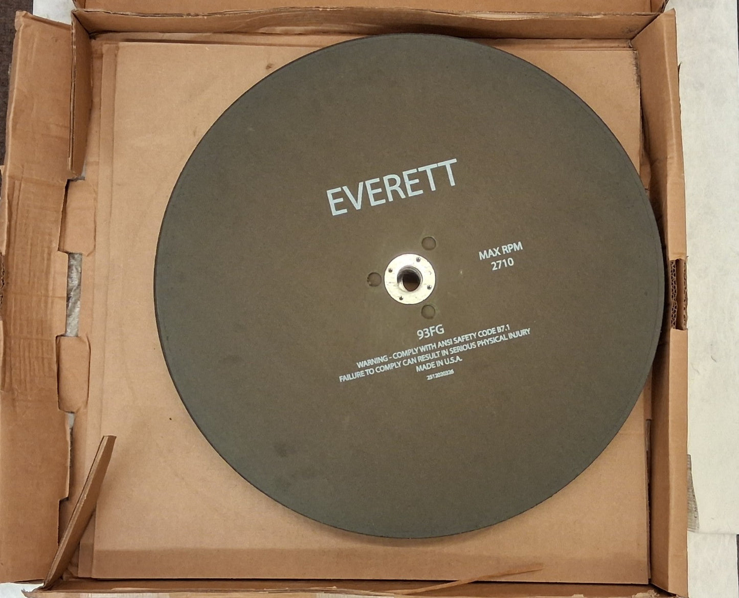 Everett Aluminum Oxide Cutoff Wheel  Type 1 20" Dia 93FG-20 WET
