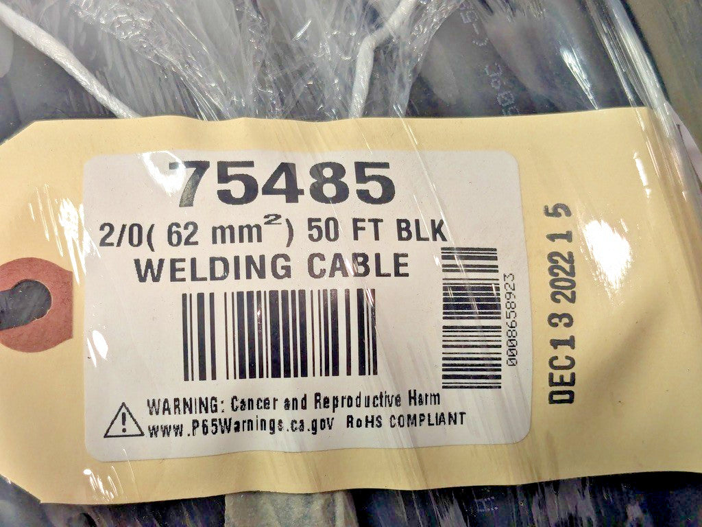 EastPenn Welding Cable Black Size 2/0 50 Ft 75485