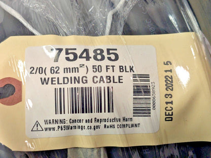 EastPenn Welding Cable Black Size 2/0 50 Ft 75485