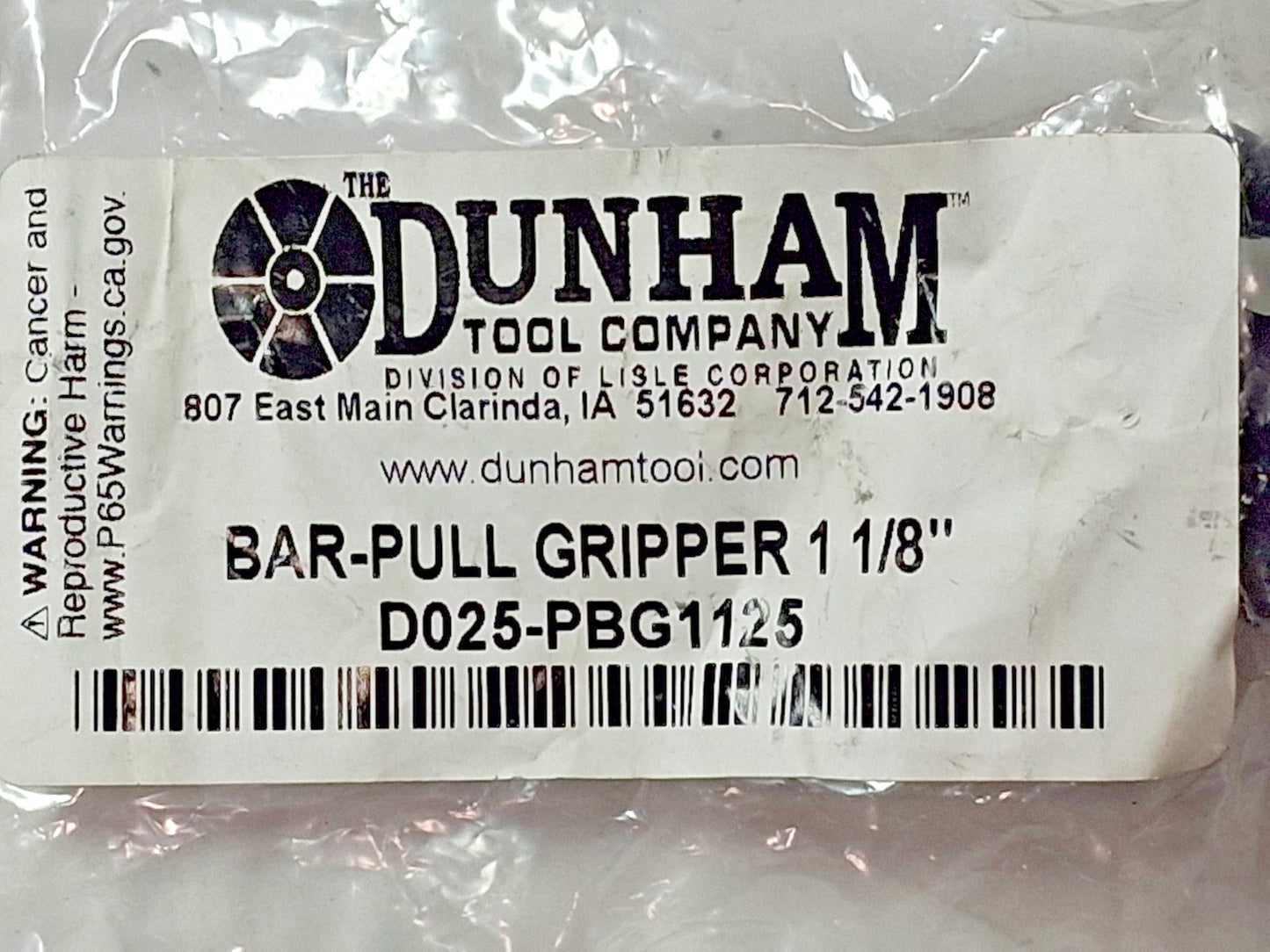 Dunham Tool Bar Puller Gripper 1-1/8 Inch PBG1125
