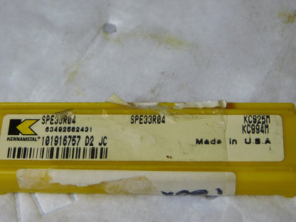 Kennametal Carbide Inserts SPE33R04 Grade-KC925M Box of 5 USA