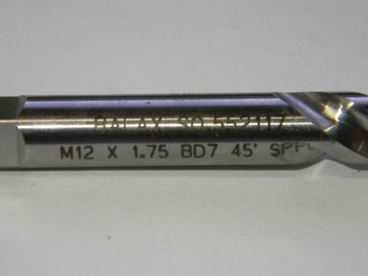 Balax M12" x 1.75" BD7 45° Spiral Flute Threadshaver Tap QTY 2    4308