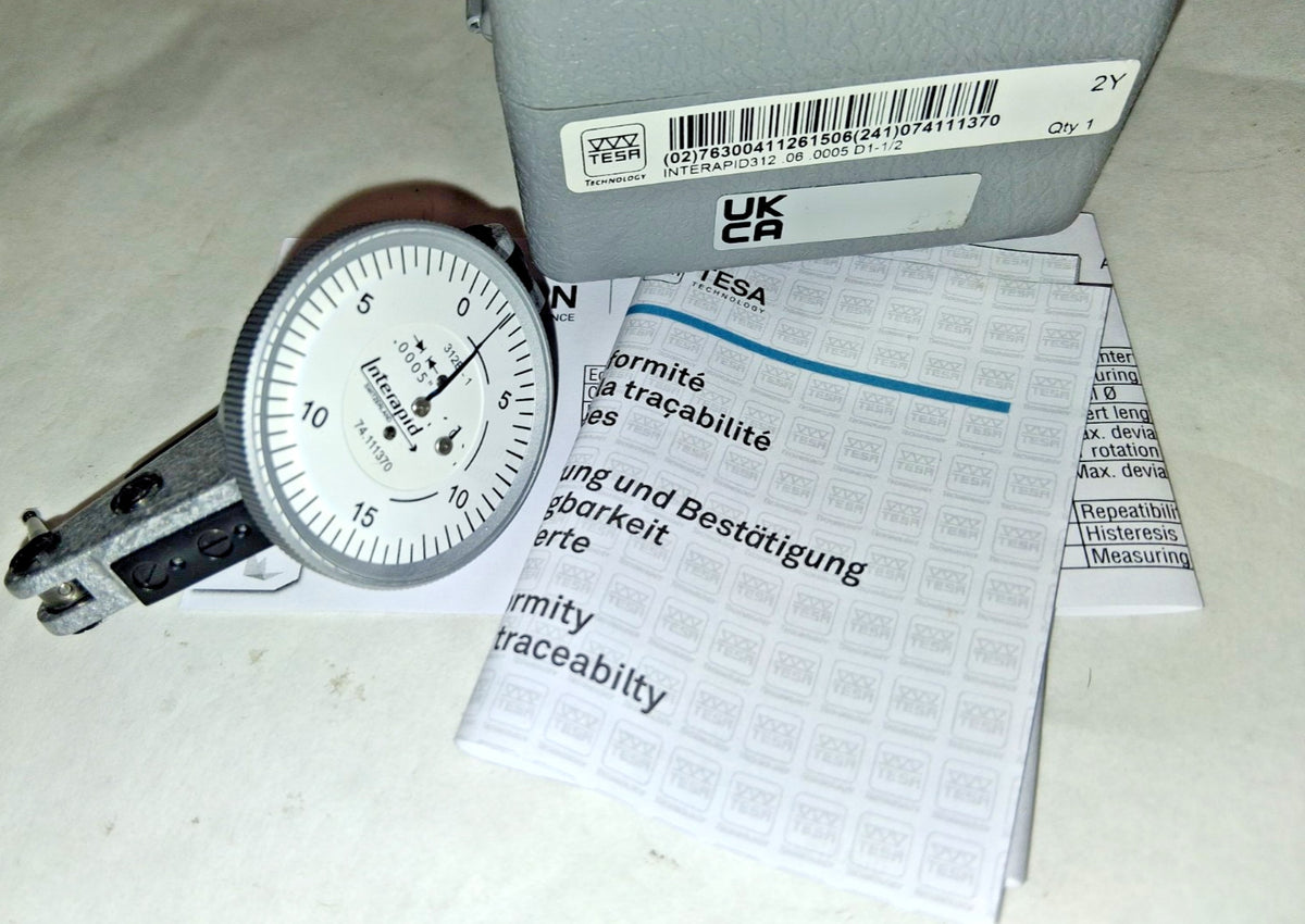 Tesa INTERAPID Dial Test Indicator 0 to 0.0600" 0-15-0 Series 313 T74.111370