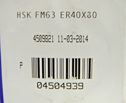Iscar ER40 Collet Chuck  HSKFM63 Hollow Taper Shank 3 to 26mm 4504939