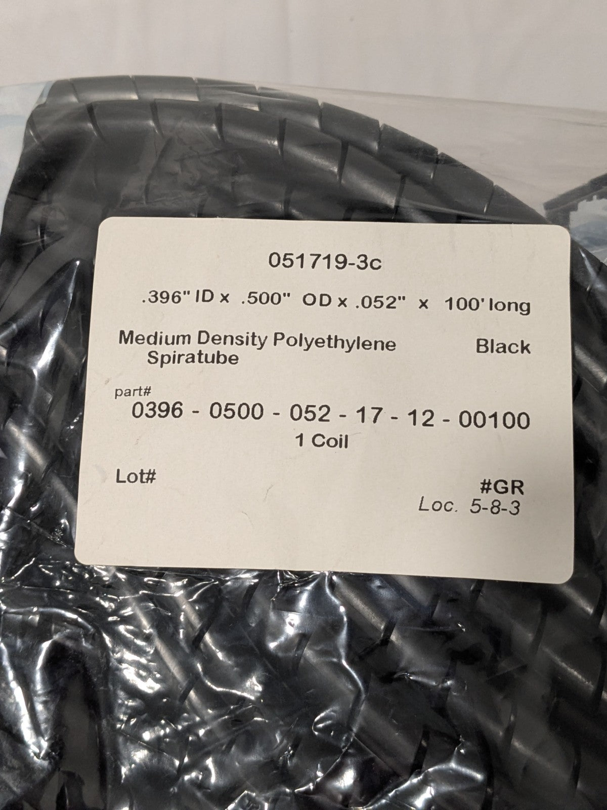 0.396" ID, Black MDPE Wire & Hose Harness Cable Sleeve, 100' Long 17005