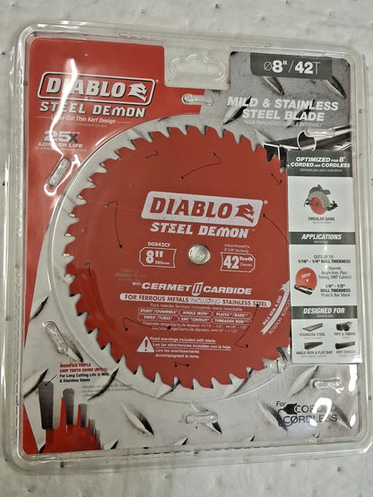 DIABLO Wet & Dry Cut Saw Blade 8" Dia 5/8" Arbor Hole 0.075" Kerf Width D0842CF