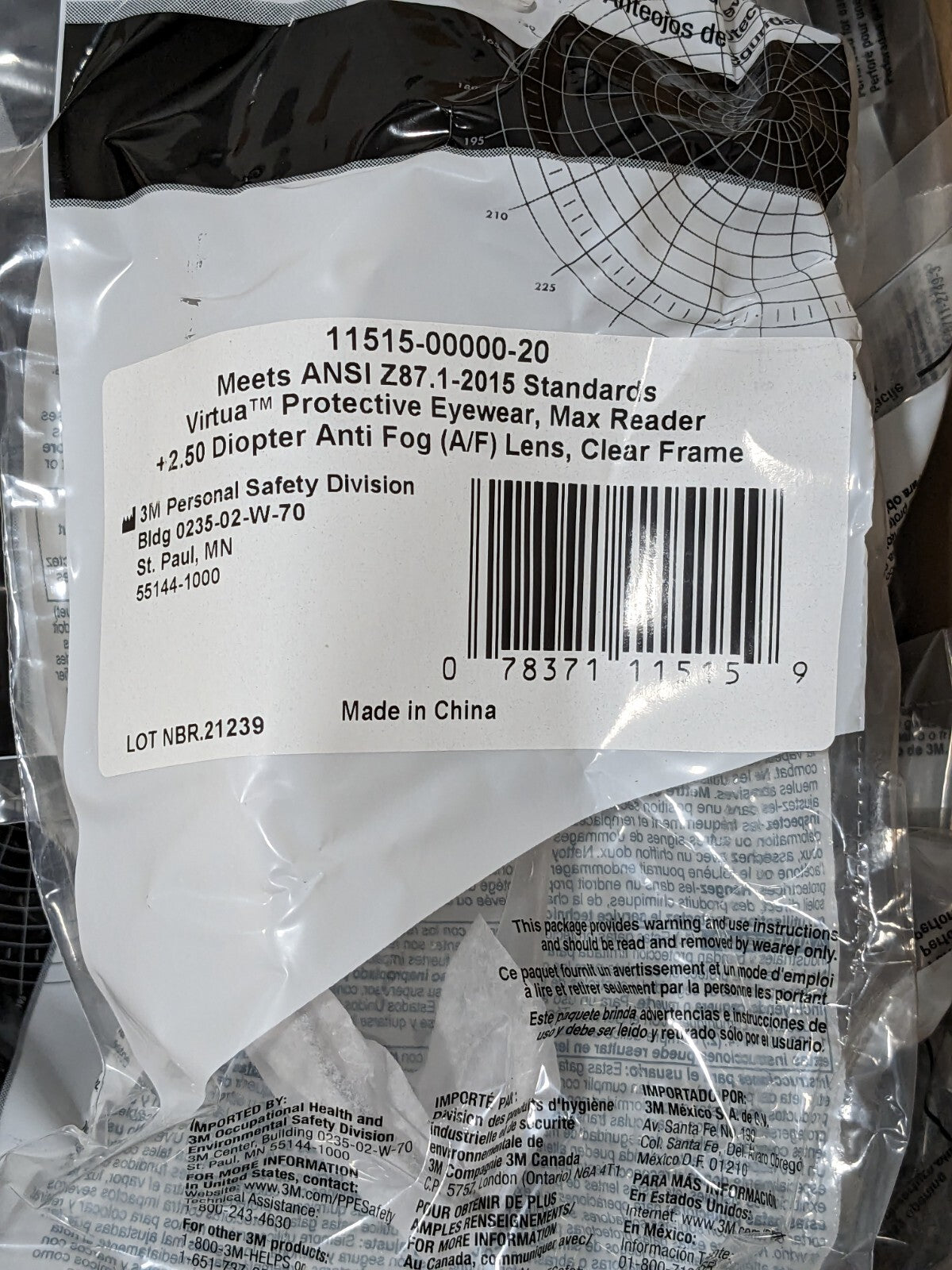 3M Magnifying Safety Glasses 2.50, Anti-Fog&Scratch-Resistant Box 20 7000127513
