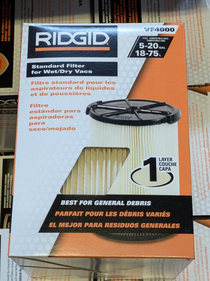 RIDGID 1-Layer Cartridge Filter VF4000 Wet Dry Vacuums Qty 12 72947