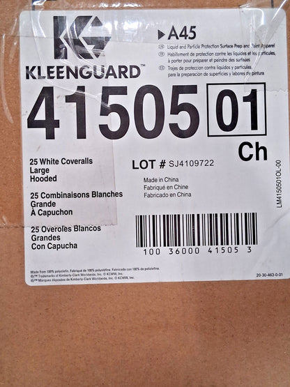 Kleenguard Liquid &amp; Particle Protection Disposable Coveralls QTY25 Size L 41
