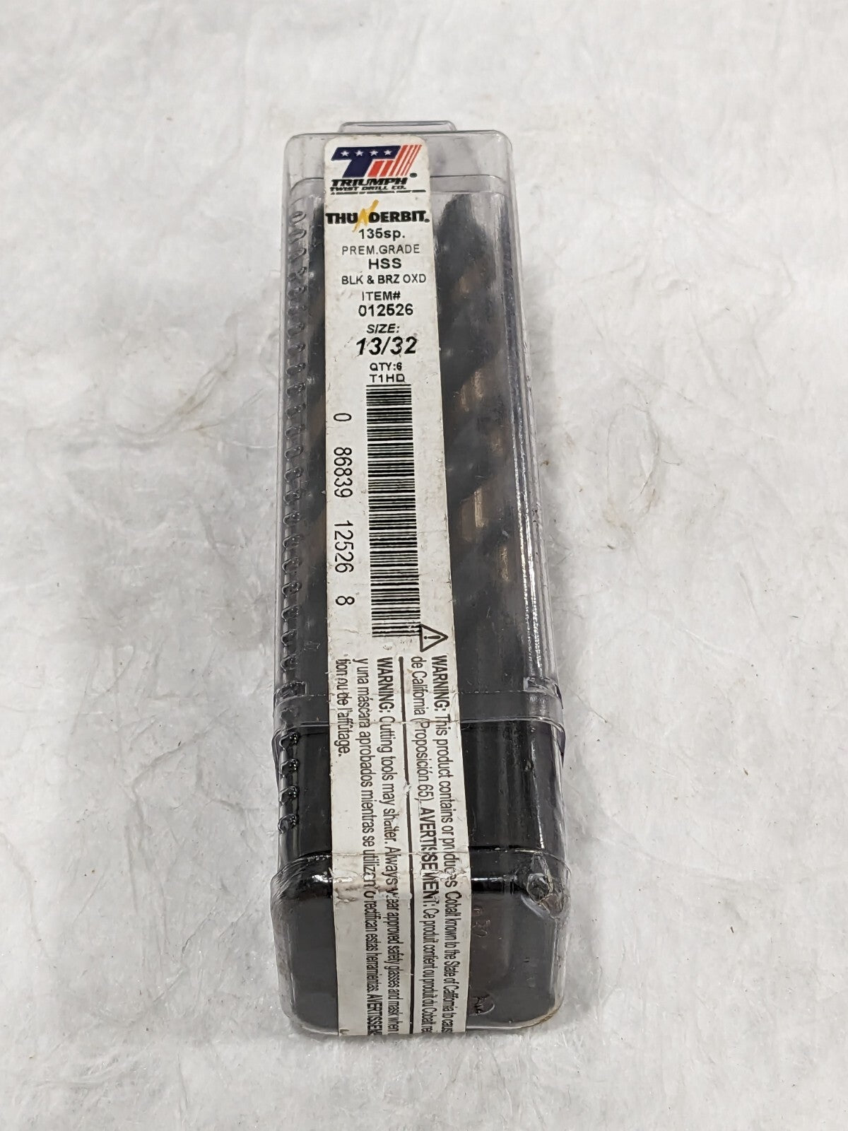 Triump Twist Jobber Drill: 13/32" Dia, 135 deg Point, HSS Qty 6 012526