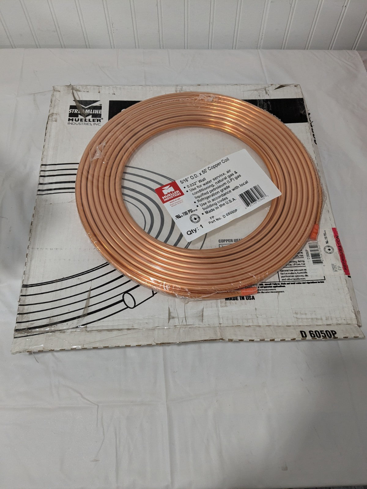 Mueller 50' Long, 5/16" OD x 0.2485" ID, Copper Seamless Tube D 0