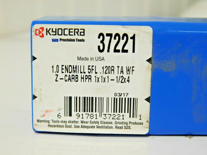 Kyocera SGS Carbide Roughing End Mill 1" Diam x 1-1/2" LOC x 4" OAL 5FL 37221