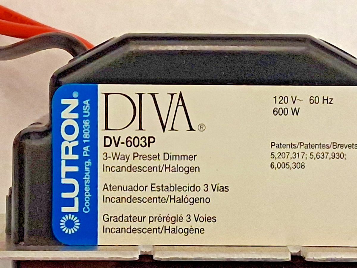 Lutron Diva Brown Lighting Dimmer Flourescent/LED DVSTV-BR