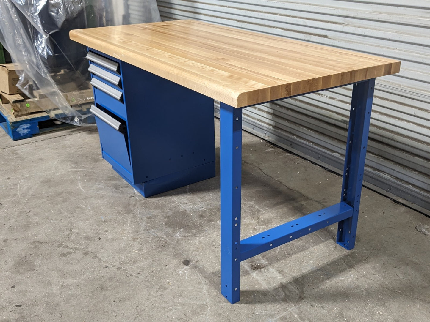 Rousseau Work Bench w/ 4 Drawer Cabinet 60" x 30" Butcher Block Top DAMAGED